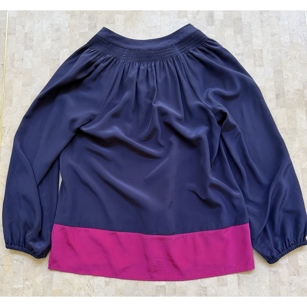 Lilly Pulitzer SILK Navy Pink Elsa Color Block Blouse Shirt Preppy Boho Sz S - Picture 6 of 6